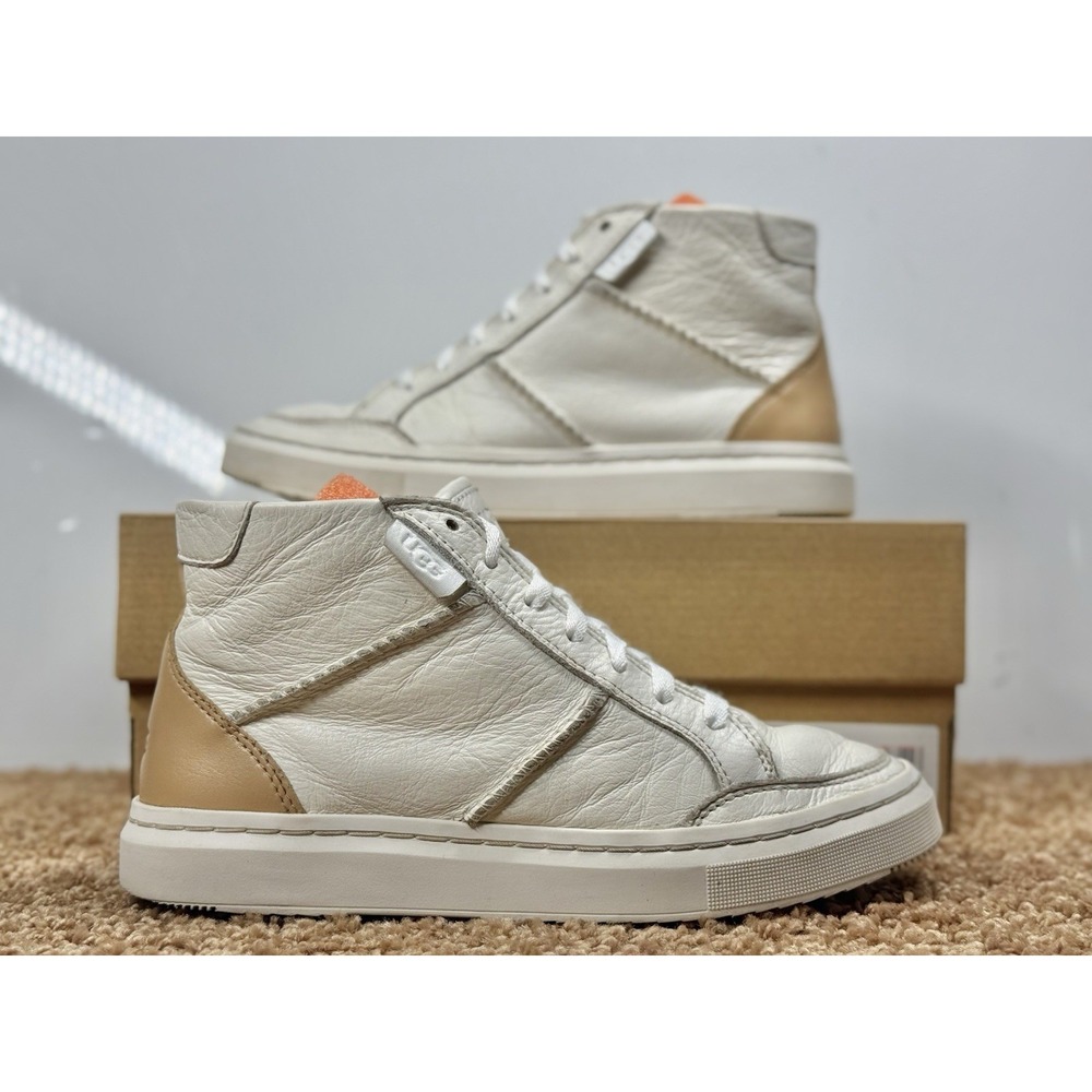 UGG Womens Alameda High Top Chukka Sneakers Boot White Leather Size 6 Lace Up